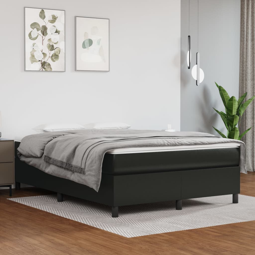 Estrutura de cama 140x200 cm couro artificial preto