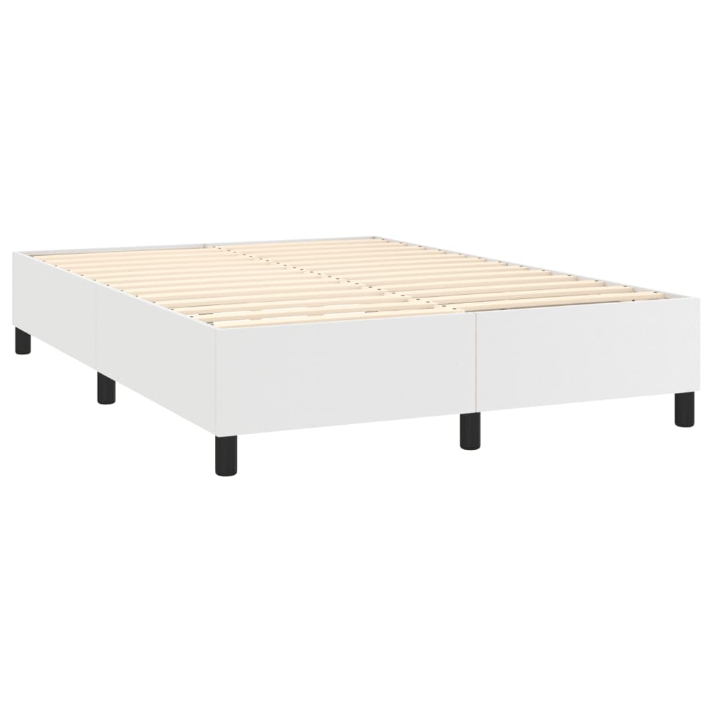 Estrutura de cama com molas 140x200 cm couro artificial branco