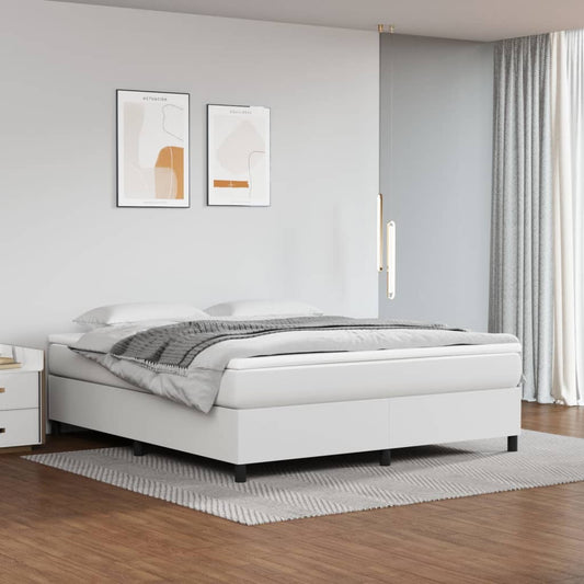 Estrutura de cama 160x200 cm couro artificial branco