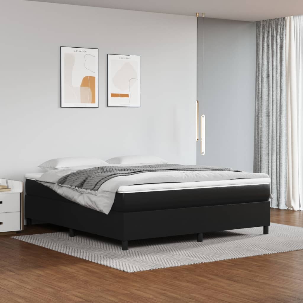 Estrutura de cama 180x200 cm couro artificial preto