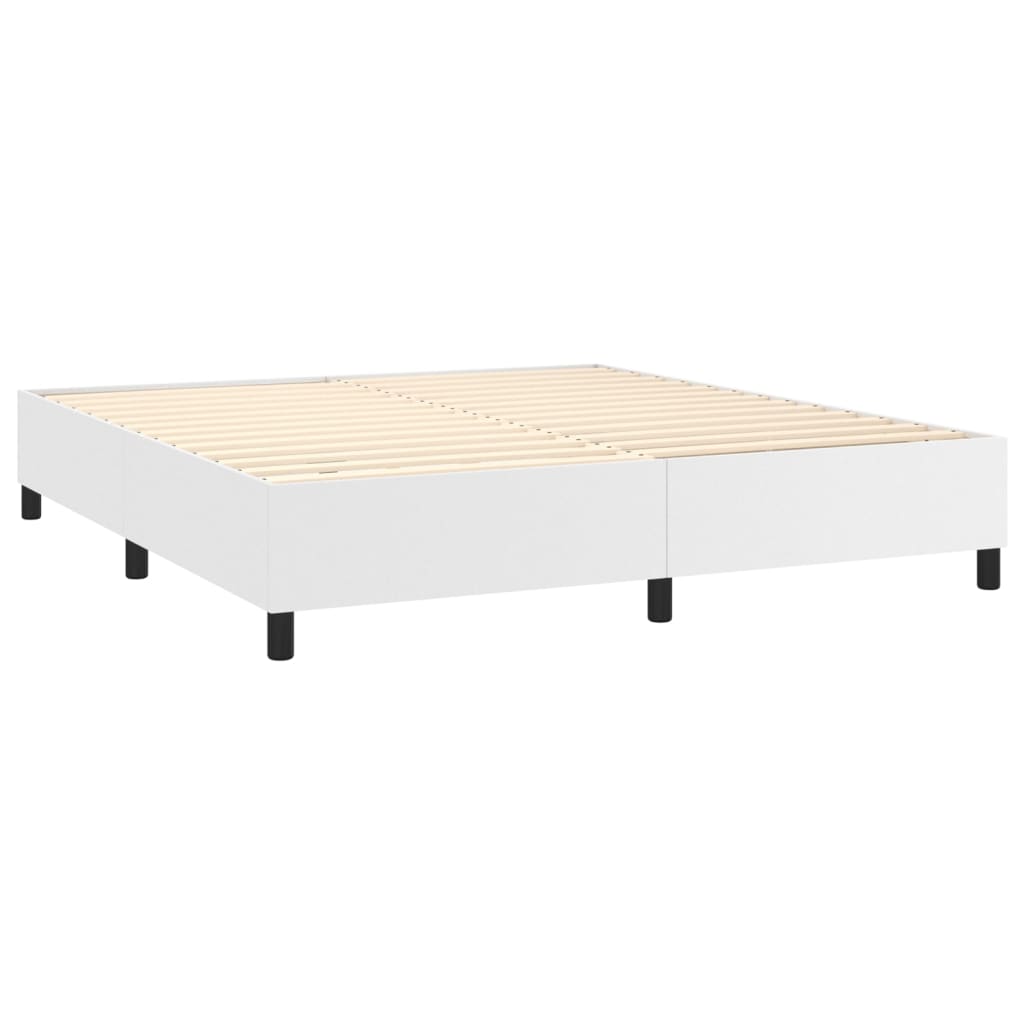 Estrutura de cama 180x200cm couro artificial branco