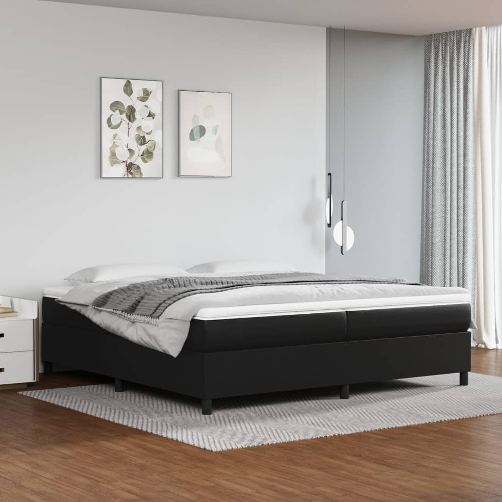 Estrutura de cama 200x200 cm couro artificial preto