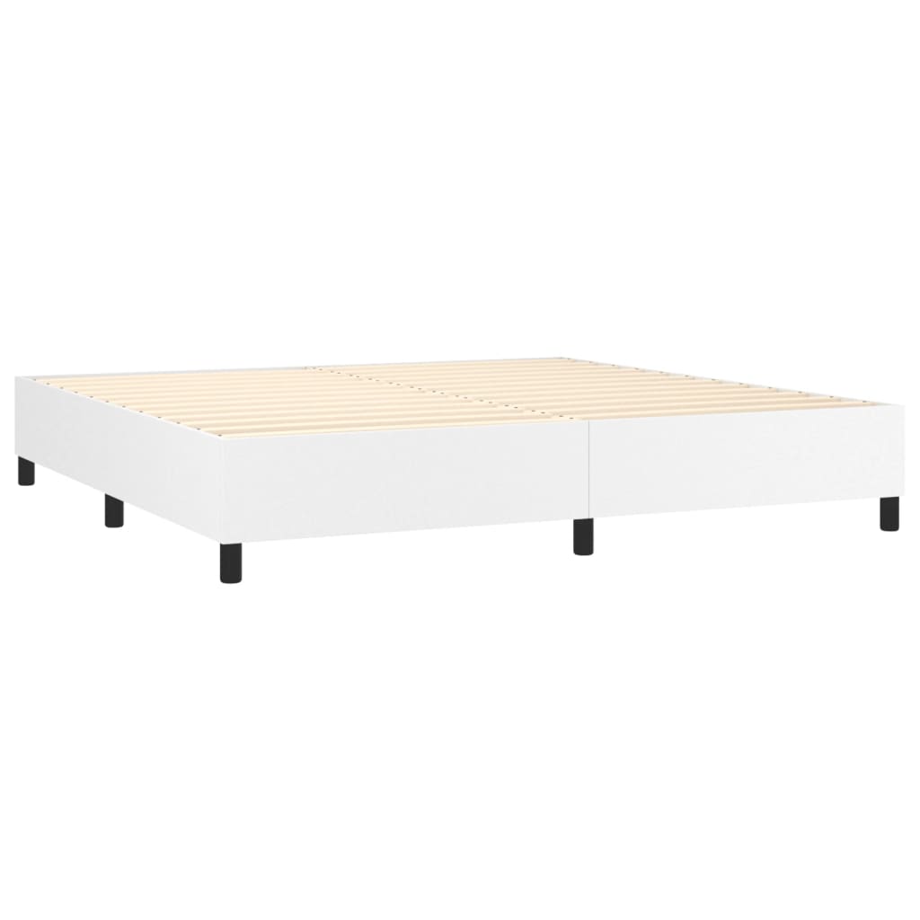 Estrutura de cama 200x200 cm couro artificial branco