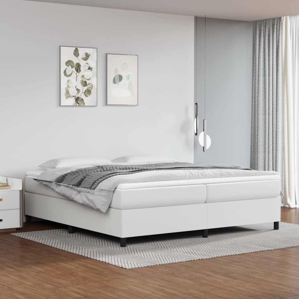 Estrutura de cama 200x200 cm couro artificial branco