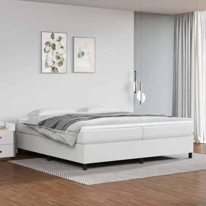 Estrutura de cama 200x200 cm couro artificial branco