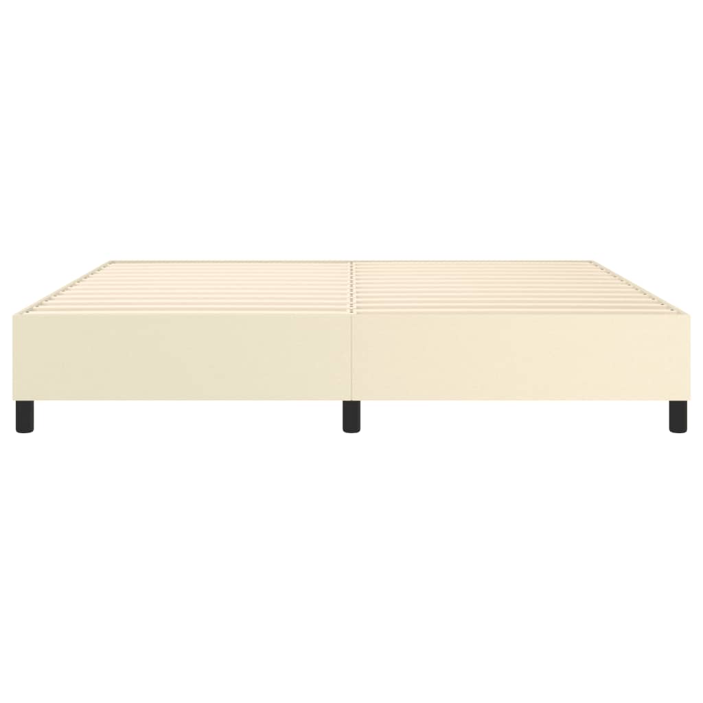 Estrutura de cama 200x200 cm couro artificial cor creme