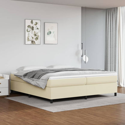 Estrutura de cama 200x200 cm couro artificial cor creme