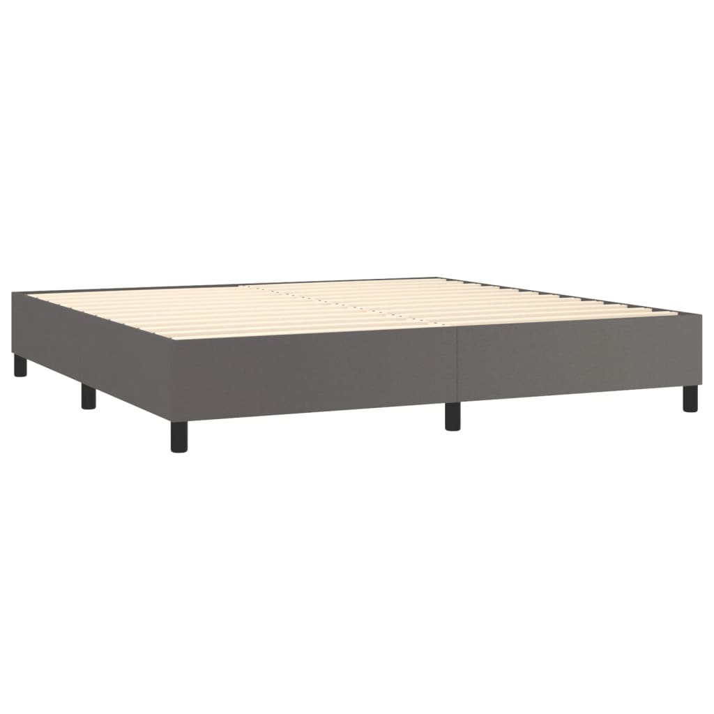 Estrutura de cama 200x200cm couro artificial cinzento