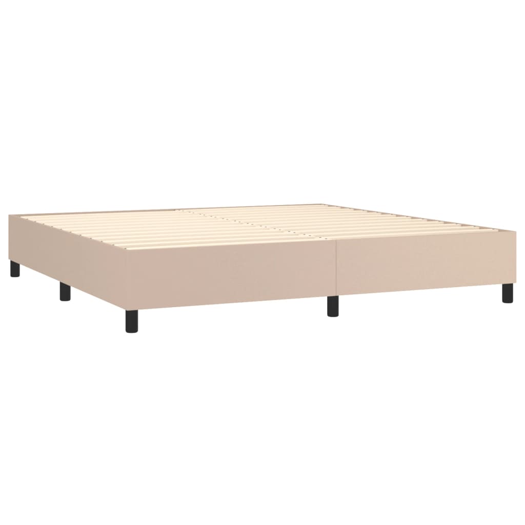 Estrutura de cama 200x200 cm couro artificial cappuccino