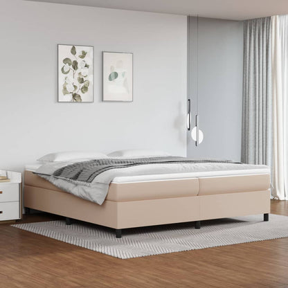 Estrutura de cama 200x200 cm couro artificial cappuccino