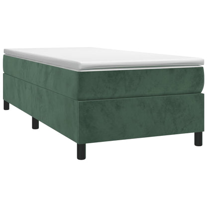 Estrutura de cama 90x190 cm veludo verde-escuro