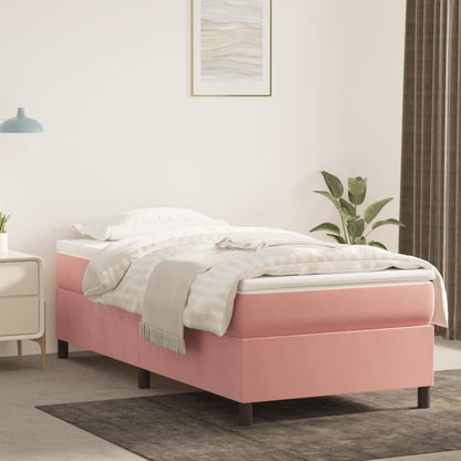 Estrutura de cama 90x200 cm veludo rosa