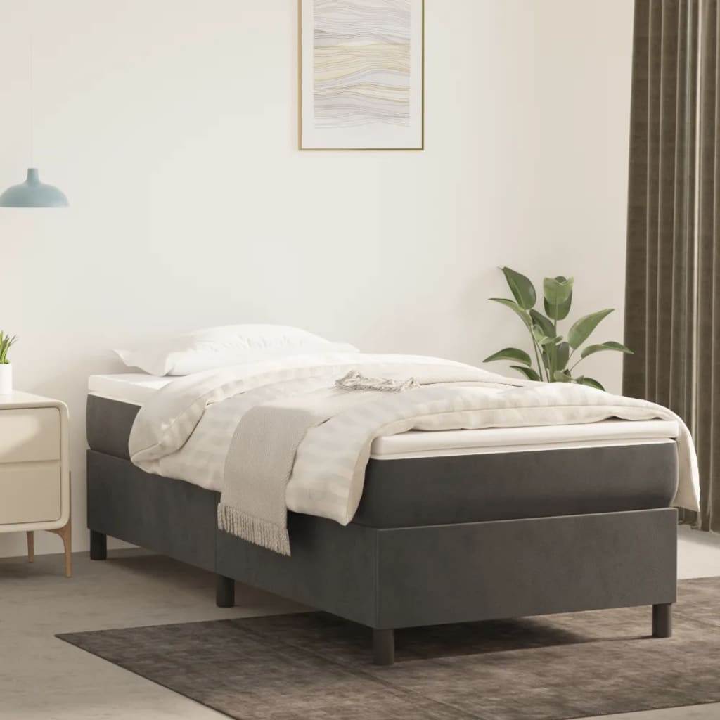 Estrutura de cama 100x200 cm veludo cinzento-escuro