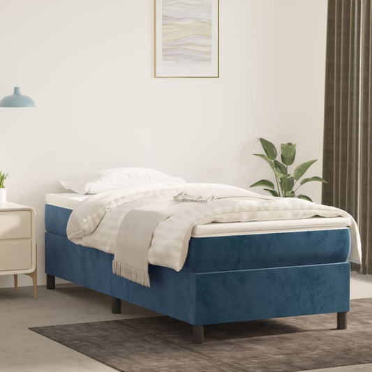 Estrutura de cama 100x200 cm veludo azul-escuro