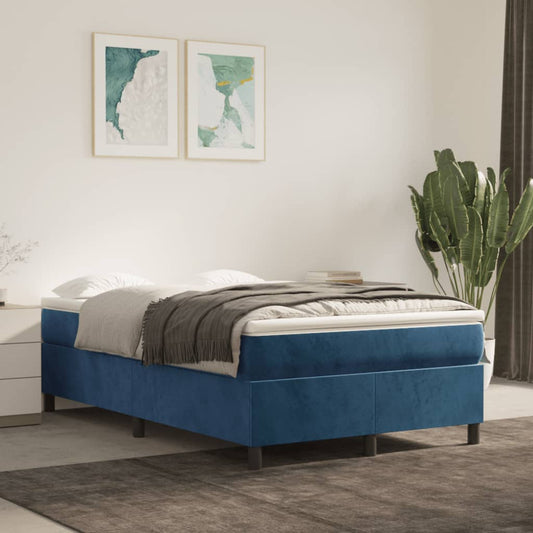 Estrutura de cama 120x200 cm veludo azul-escuro