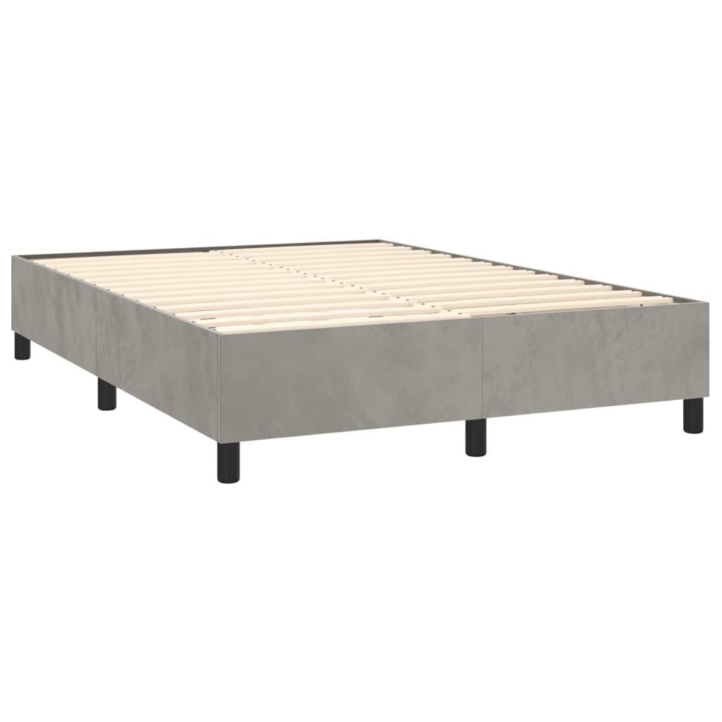 Estrutura de cama com molas 140x190 cm veludo cinzento-claro