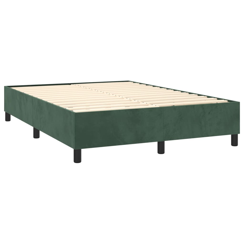 Estrutura de cama com molas 140x190 cm veludo verde-escuro