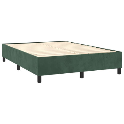 Estrutura de cama com molas 140x190 cm veludo verde-escuro