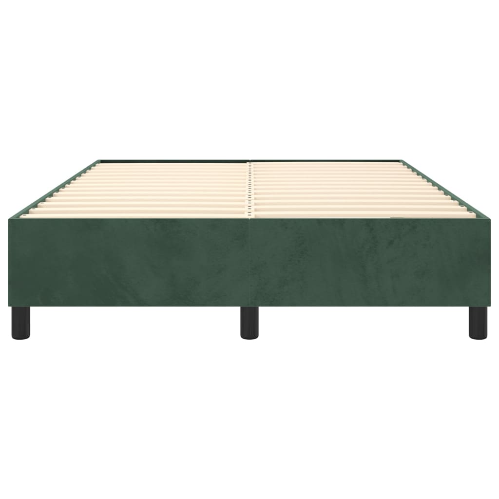 Estrutura de cama com molas 140x190 cm veludo verde-escuro