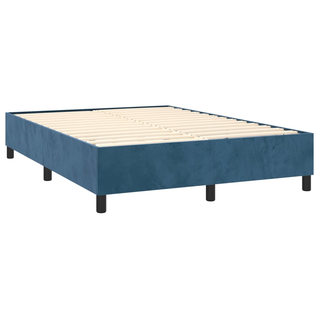 Estrutura de cama 140x190 cm veludo azul-escuro