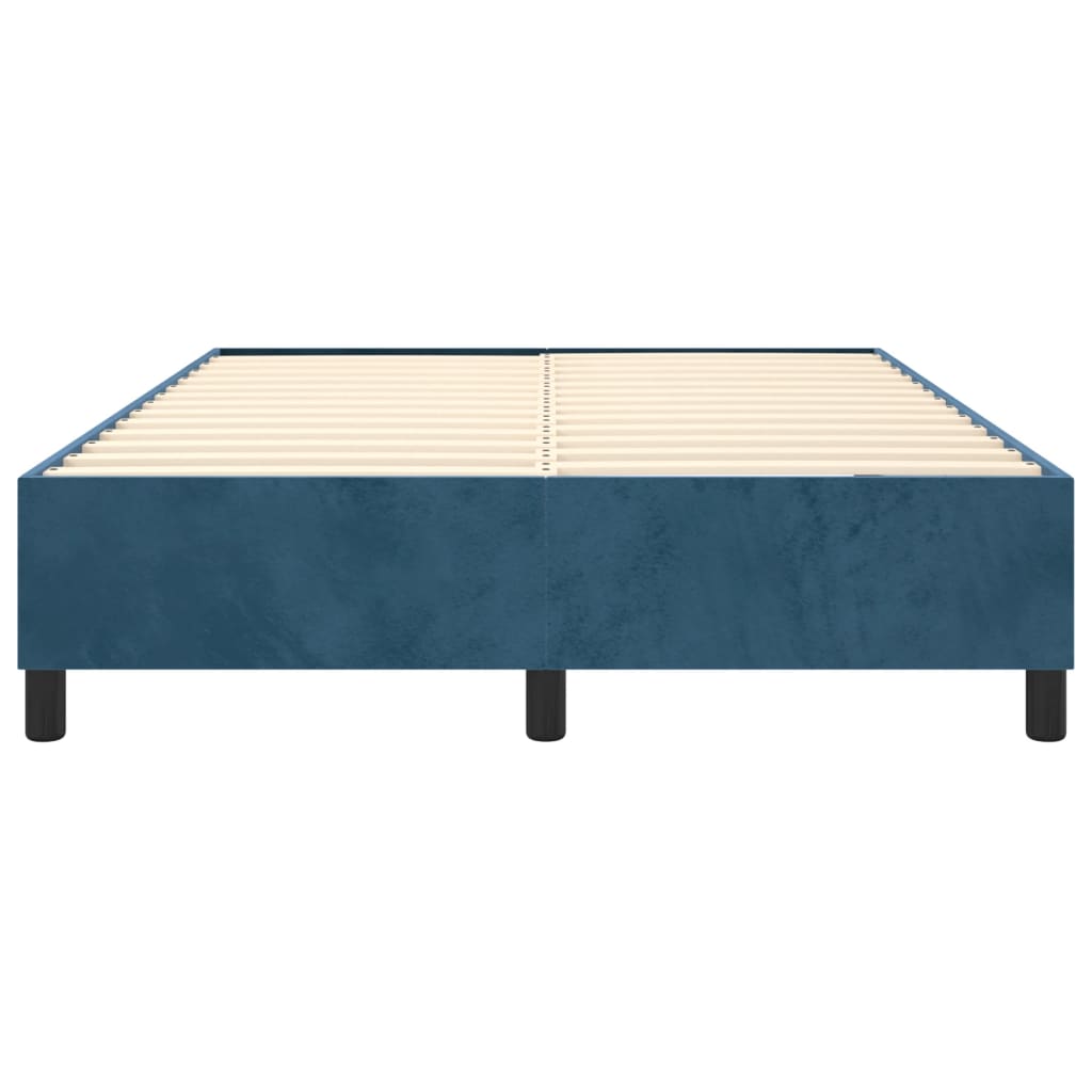 Estrutura de cama 140x190 cm veludo azul-escuro