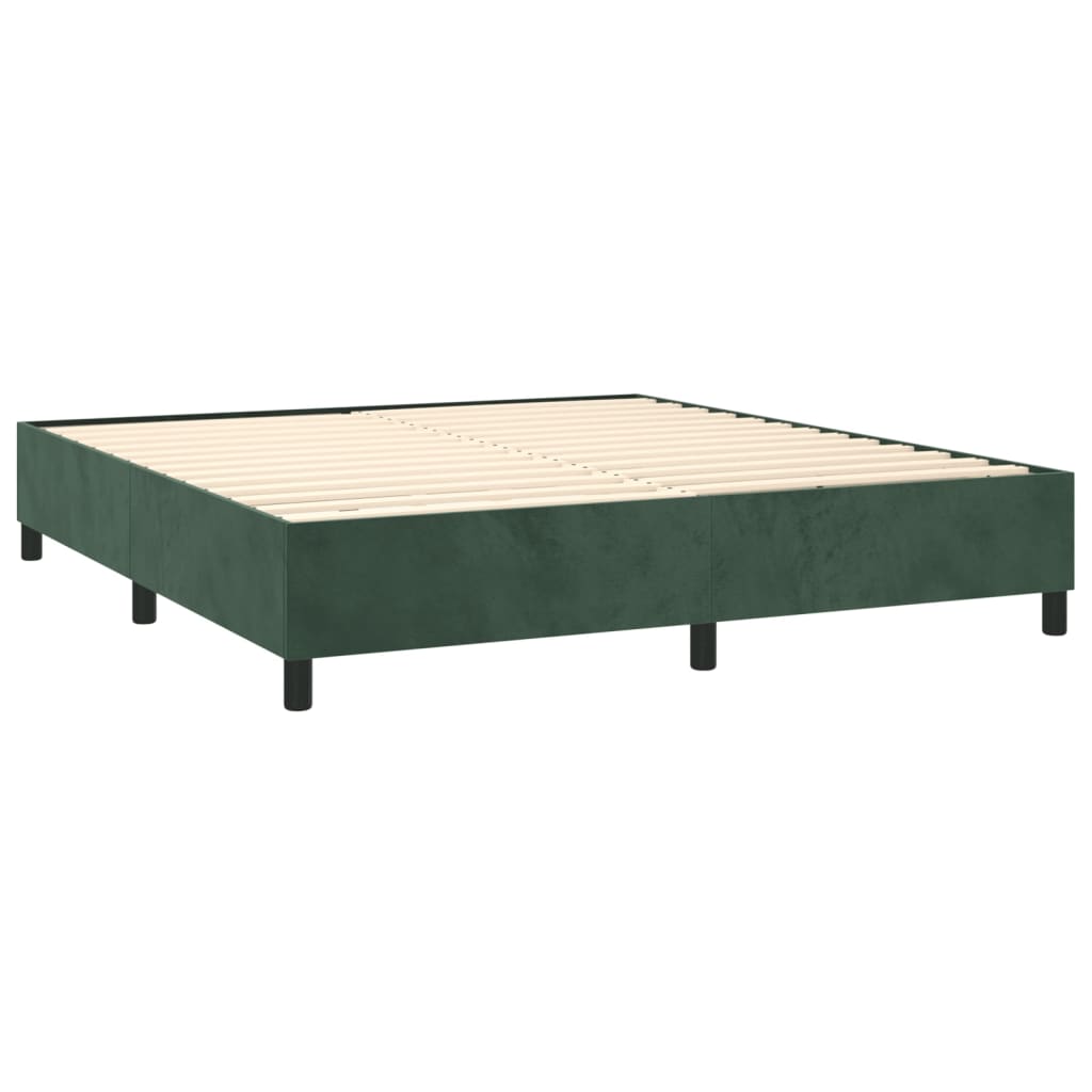 Estrutura de cama 160x200 cm veludo verde-escuro