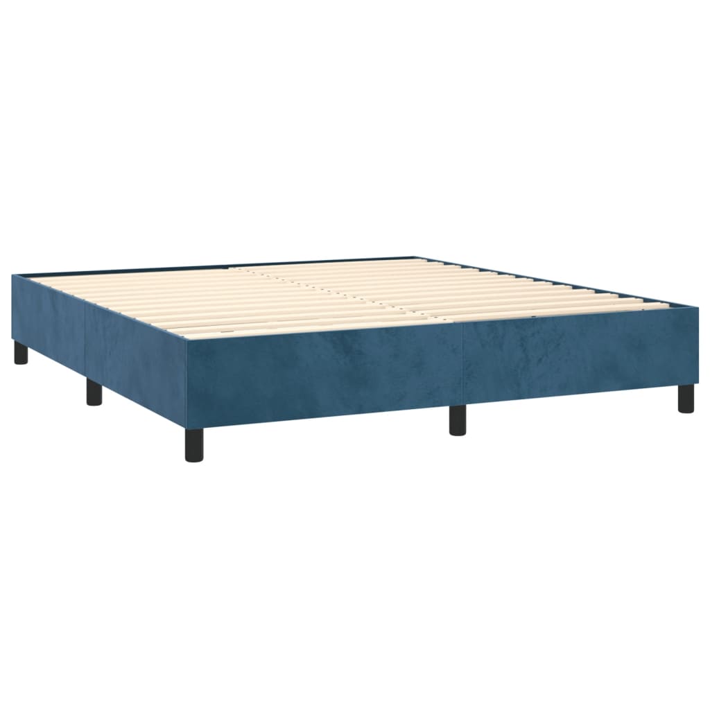 Estrutura de cama 160x200 cm veludo azul-escuro