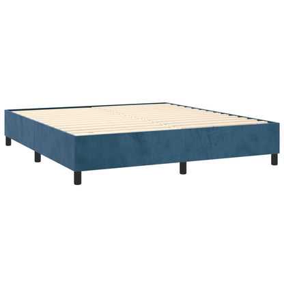 Estrutura de cama 160x200 cm veludo azul-escuro