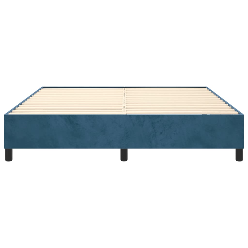 Estrutura de cama 160x200 cm veludo azul-escuro