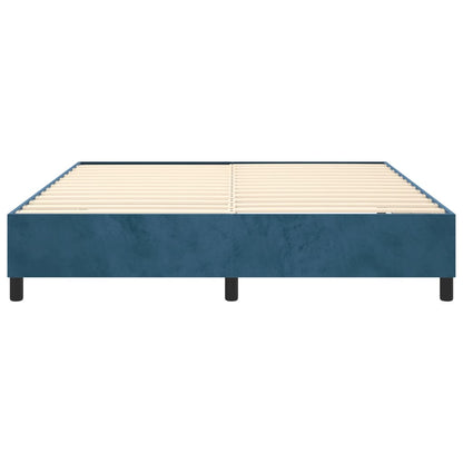 Estrutura de cama 160x200 cm veludo azul-escuro