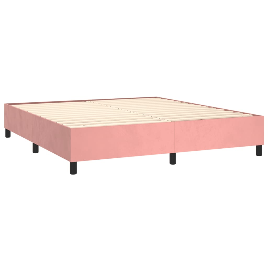 Estrutura de cama 160x200 cm veludo rosa