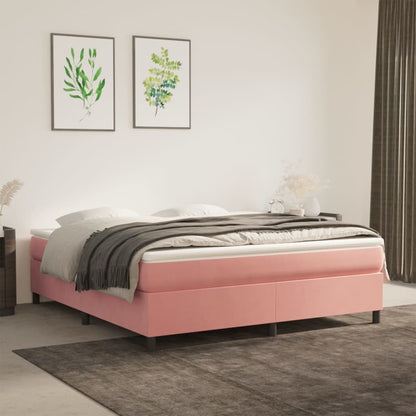 Estrutura de cama 160x200 cm veludo rosa