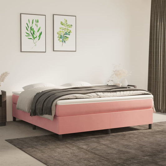 Estrutura de cama 160x200 cm veludo rosa