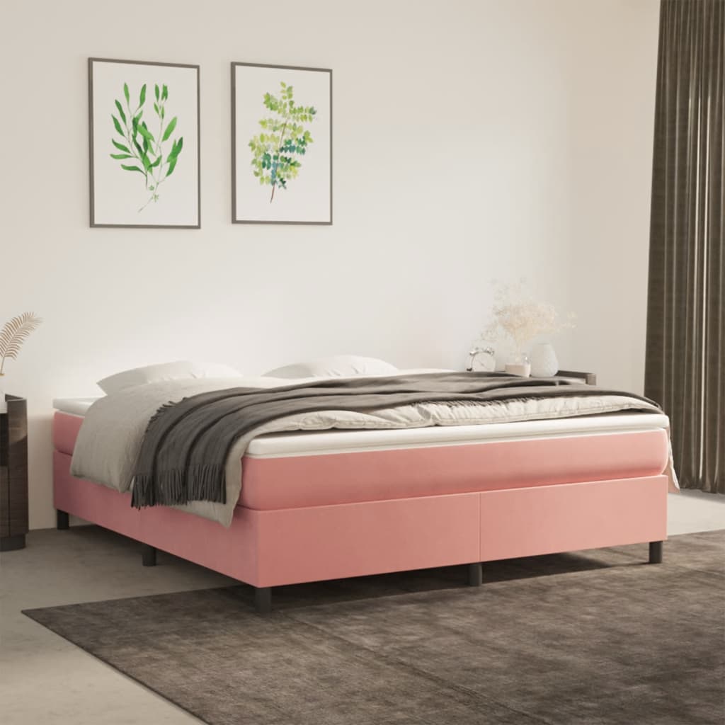 Estrutura de cama 180x200 cm veludo rosa