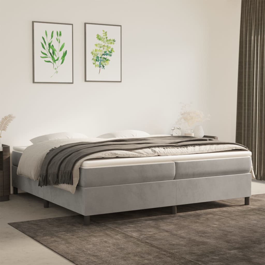 Estrutura de cama 200x200 cm veludo cinzento-claro