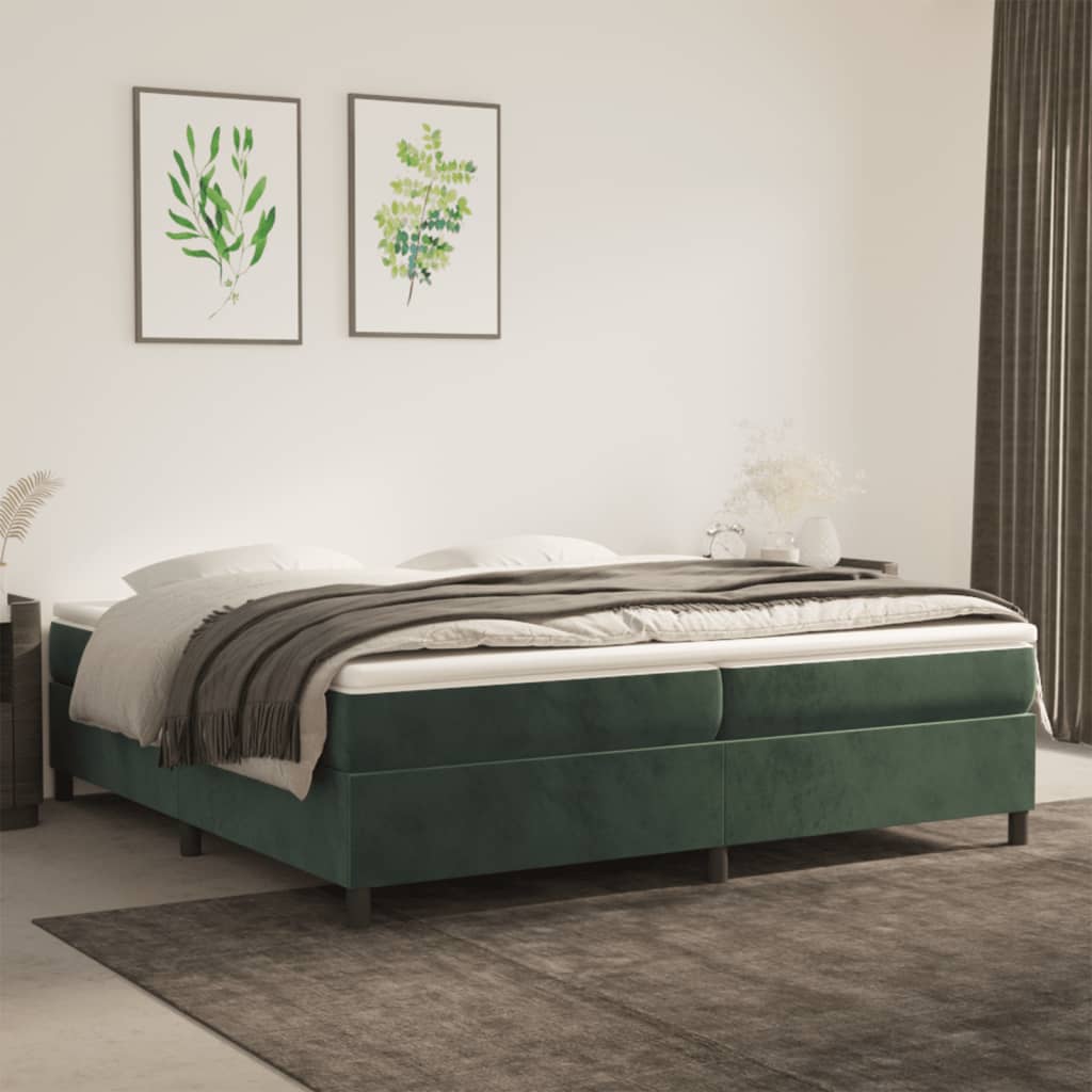 Estrutura de cama 200x200 cm veludo verde-escuro