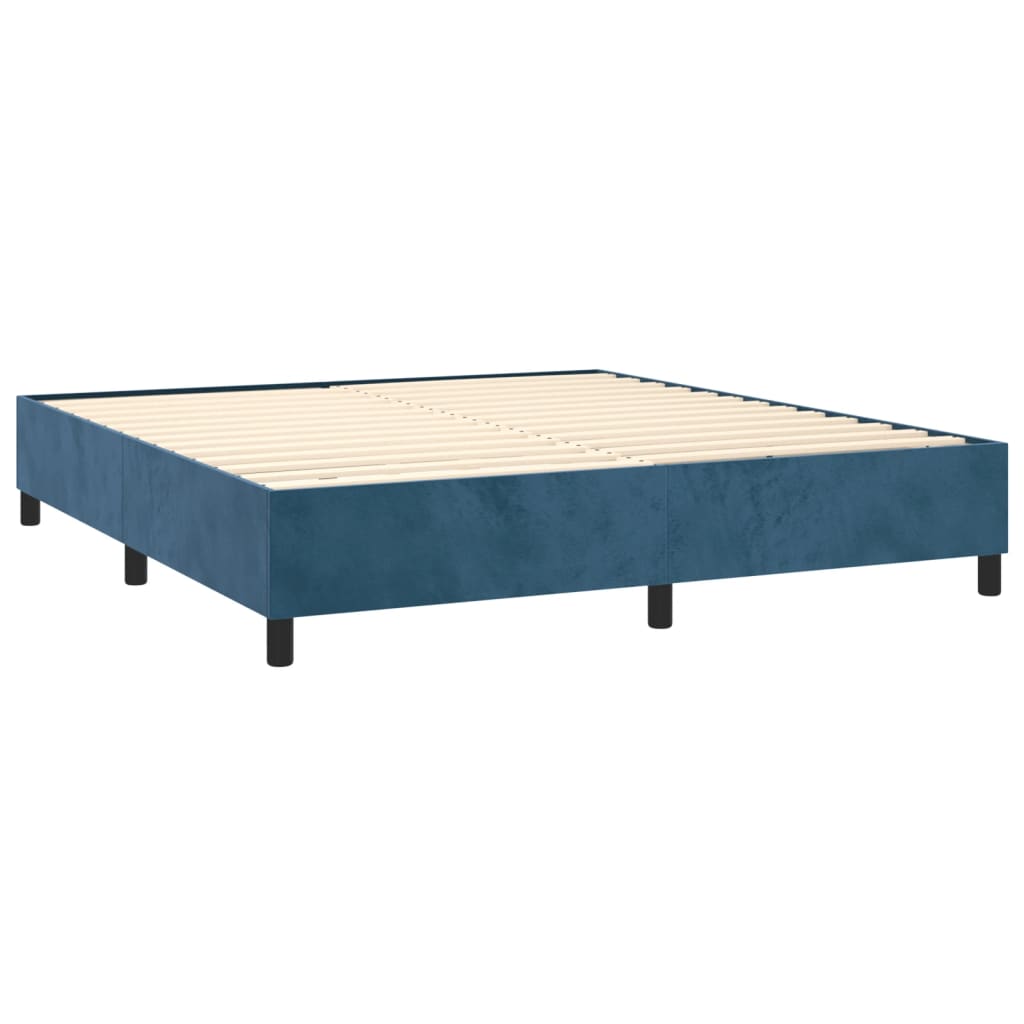 Estrutura de cama 200x200 cm veludo azul-escuro