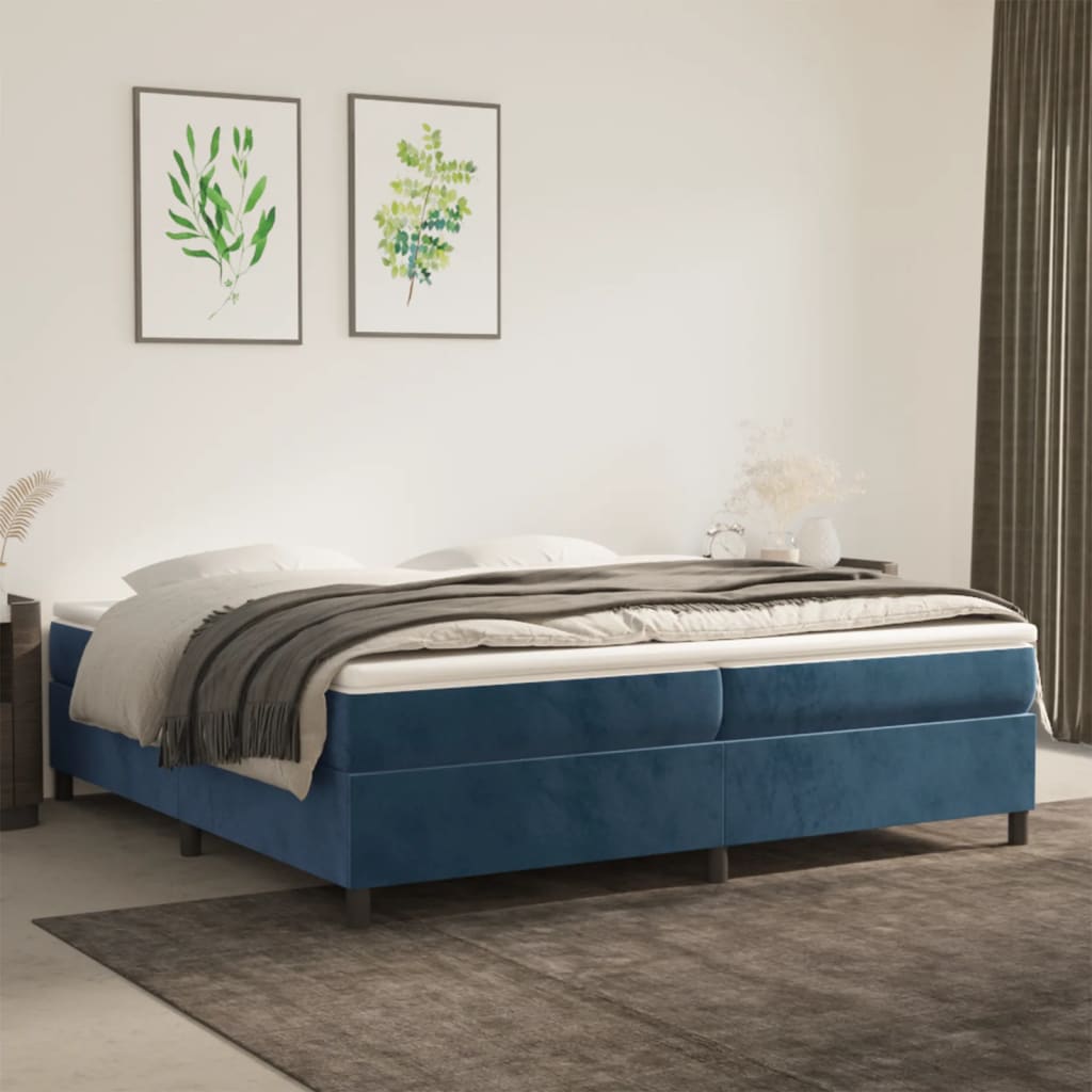 Estrutura de cama 200x200 cm veludo azul-escuro