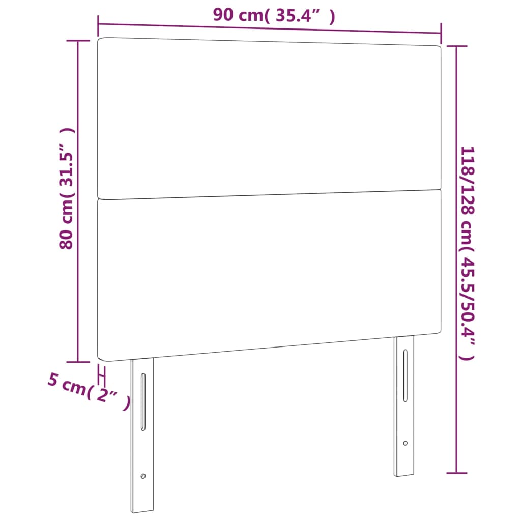 Cabeceira cama 2 pcs tecido 90x5x78/88 cm cinzento-acastanhado