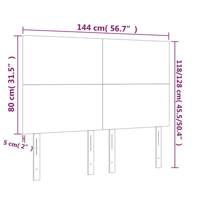 Cabeceira de cama 4 pcs tecido 72x5x78/88 cm cinzento-escuro