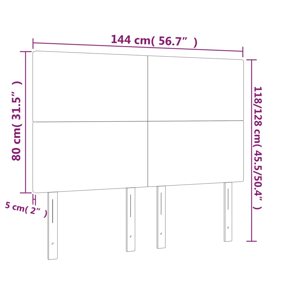 Cabeceira cama 4 pcs tecido 72x5x78/88 cm cinzento-acastanhado