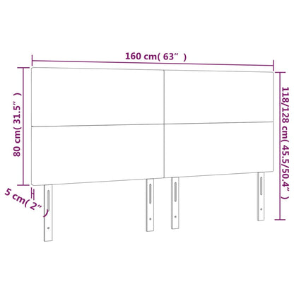 Cabeceira de cama 4 pcs tecido 80x5x78/88 cm cinzento-claro