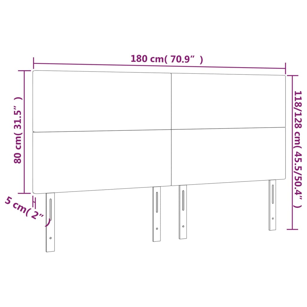 Cabeceira de cama 4 pcs tecido 90x5x78/88 cm cinzento-escuro