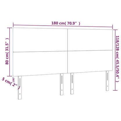 Cabeceira de cama 4 pcs tecido 90x5x78/88 cm cinzento-escuro