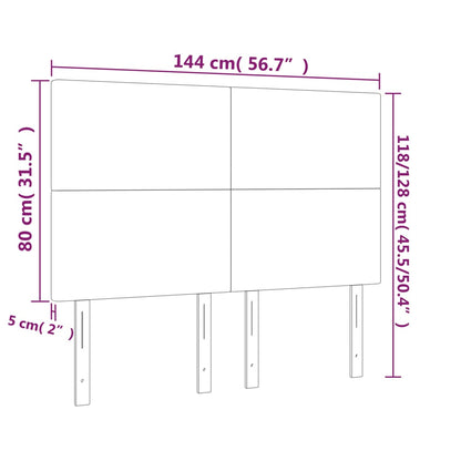 Cabeceira de cama 4 pcs veludo 72x5x78/88 cm cinzento-claro