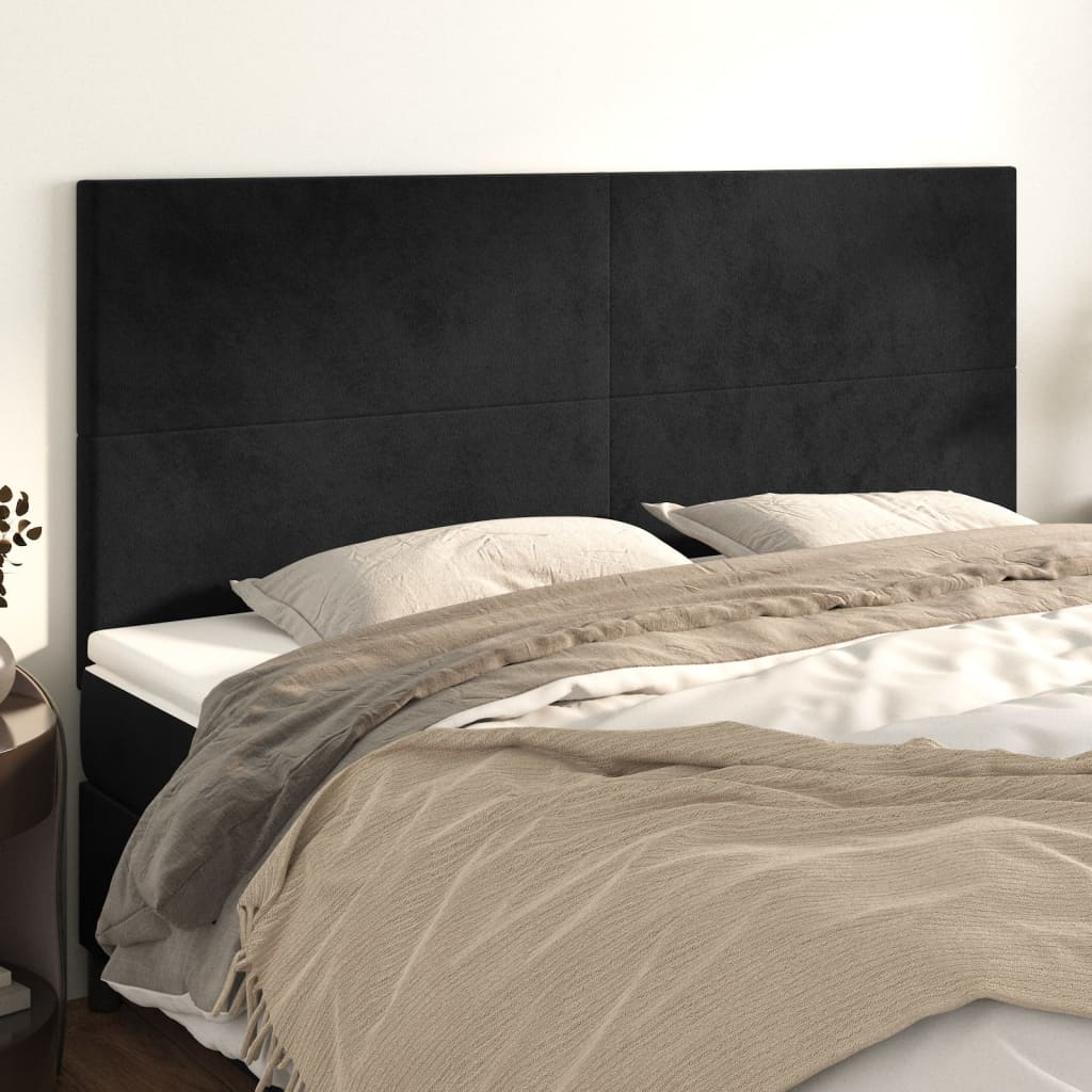 Cabeceira de cama 4 pcs veludo 80x5x78/88 cm preto