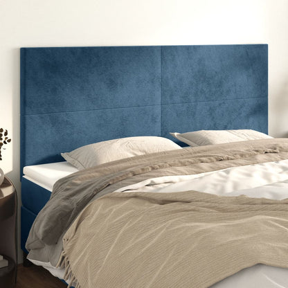 Cabeceira de cama 4 pcs veludo 90x5x78/88 cm azul-escuro