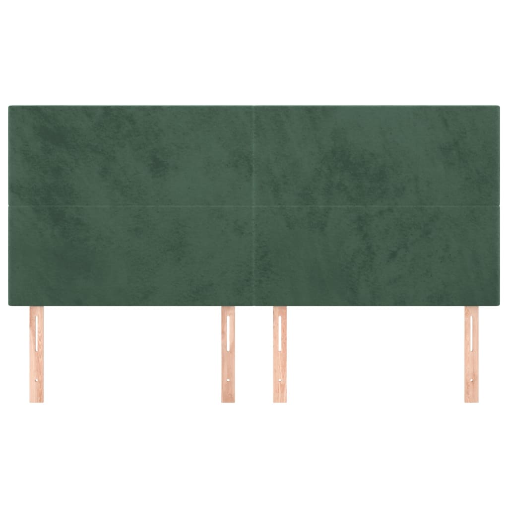 Cabeceira de cama 4 pcs veludo 100x5x78/88 cm verde-escuro