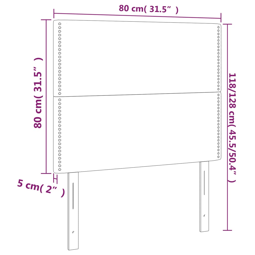 Cabeceira de cama 2 pcs tecido 80x5x78/88 cm castanho