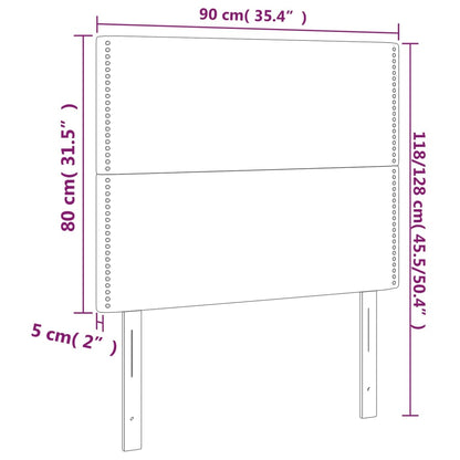 Cabeceira de cama 2 pcs tecido 90x5x78/88 cm cinzento-claro